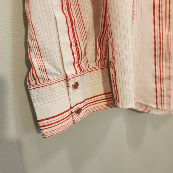 G. Lutchini Shirt Western Wear Vintage Red Stripe Candy Cane Snaps - Size XL - Picture 6 of 8